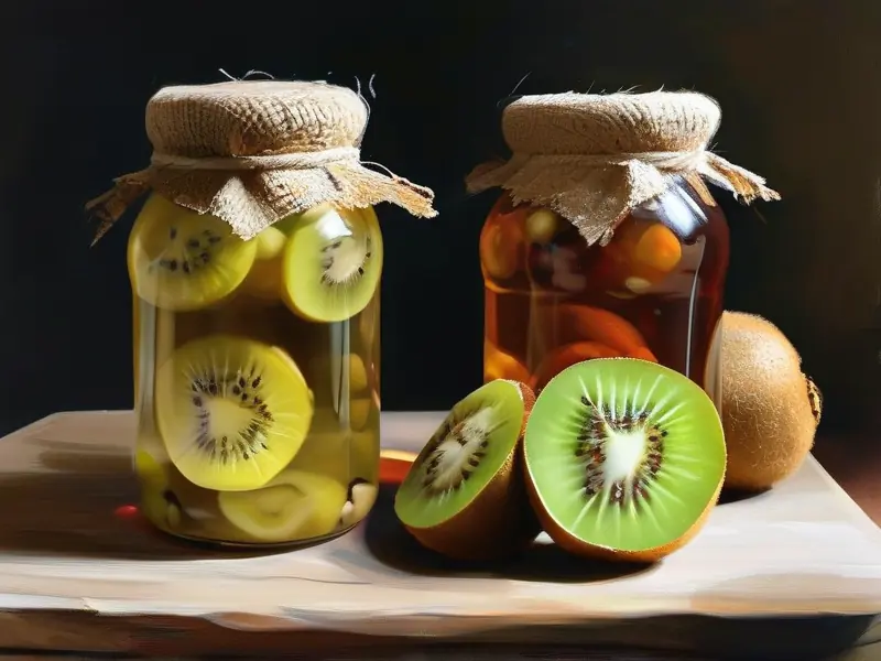 猕猴桃酿酒原料处理与发酵过程实拍图