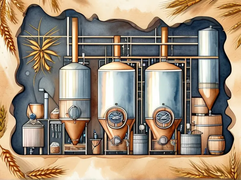 酿酒工艺流程插画-南楼山酿酒技术网