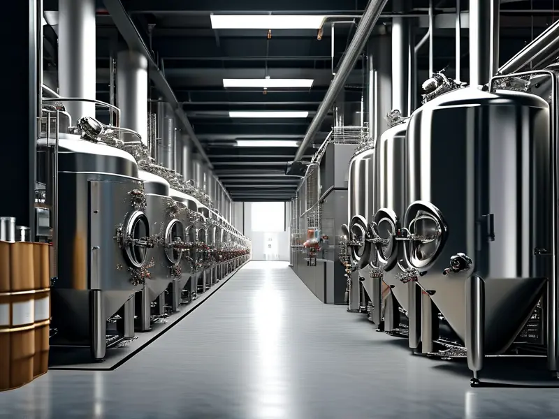 现代化酿酒设备生产线实景图