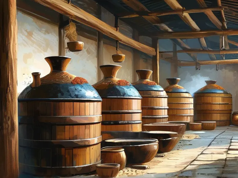 农村传统酿酒工艺流程实景展示