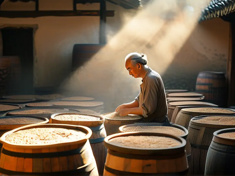 农村传统谷酒酿造过程实拍
