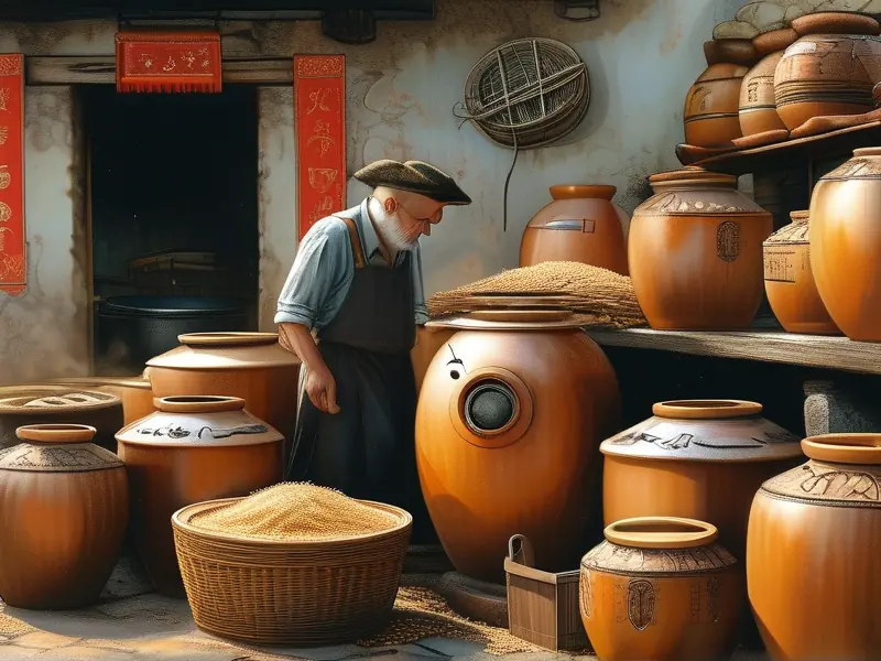 农家传统酿酒场景展示