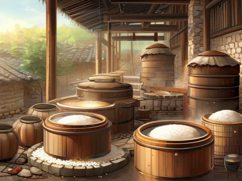 糯米酿酒过程展示