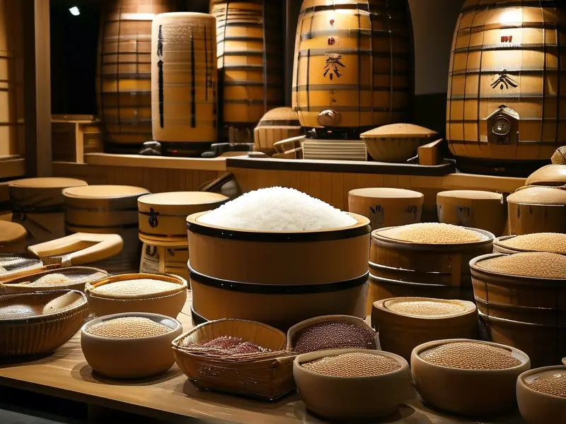 日本清酒传统酿造工艺步骤展示