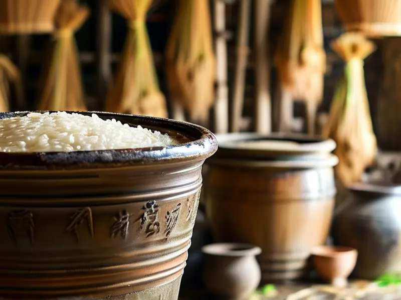 水稻酿酒发酵过程实拍图
