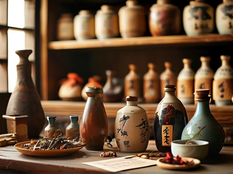 中医师用酒作为药引配药的传统场景