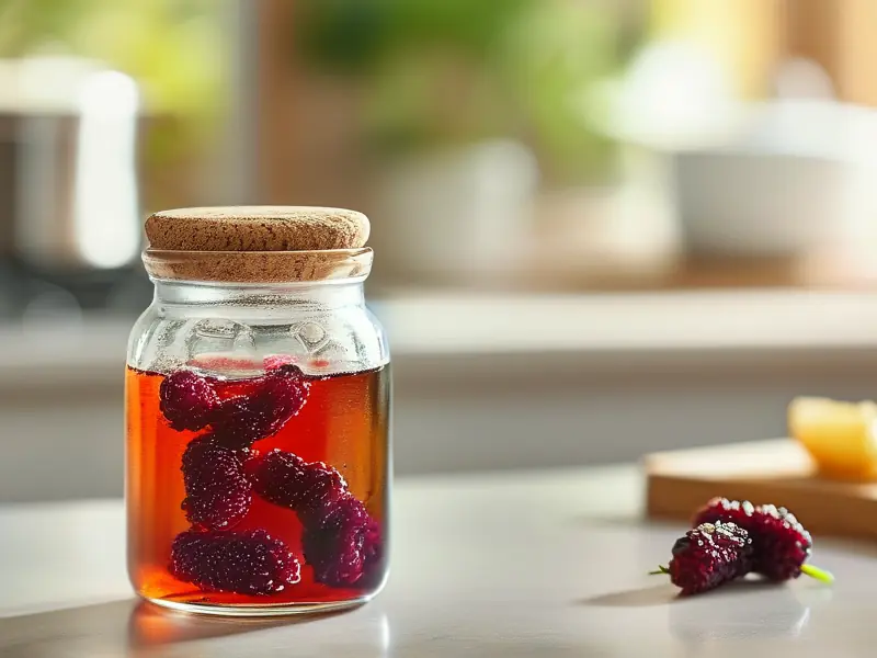 新鲜桑葚泡酒制作过程实拍图