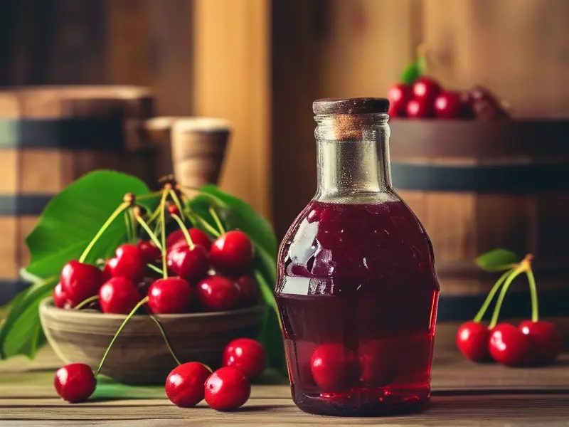 家庭自制樱桃酒原料与发酵过程实拍