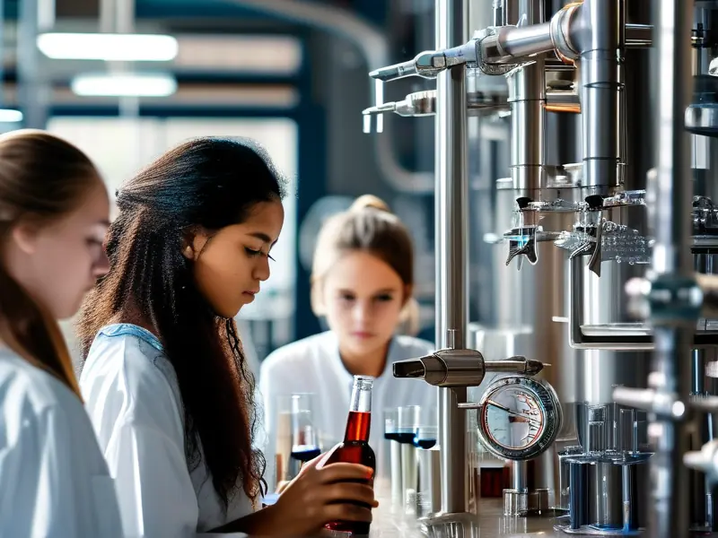 学生在酿酒技术专科学校实验室学习