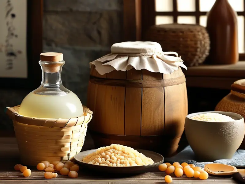 家庭制作黄酒的材料与工具展示