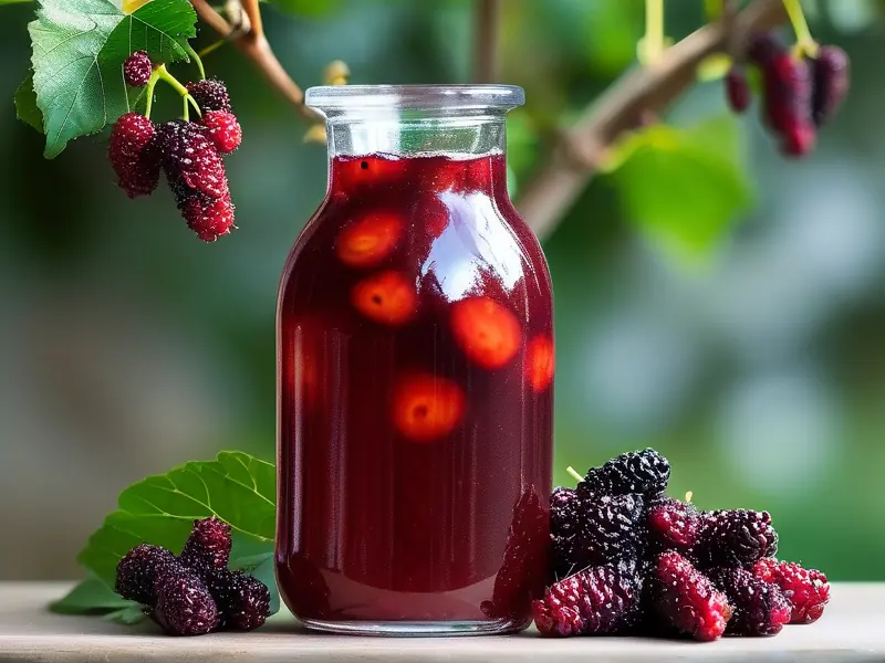 自制桑葚酒材料与成品展示