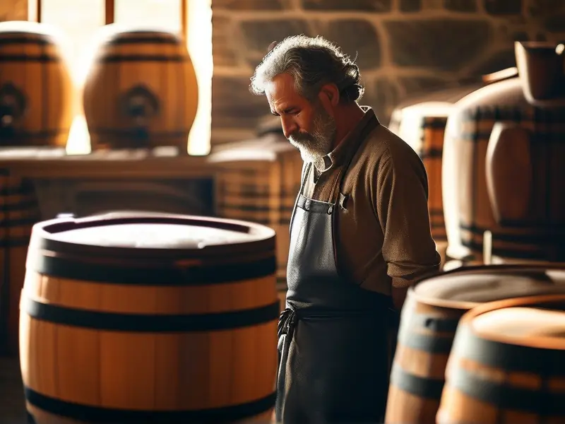 酿酒师检查白酒发酵过程