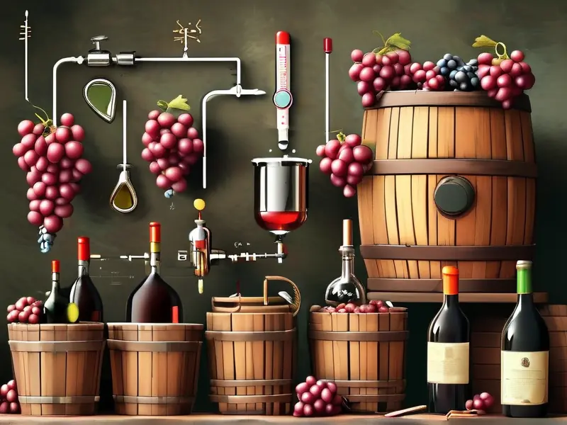 自酿葡萄酒发酵过程关键步骤示意图