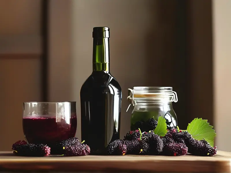 自制桑葚酒材料与工具展示