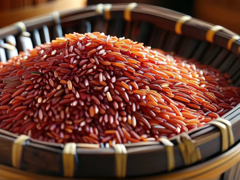 红色酒米制作过程实拍图