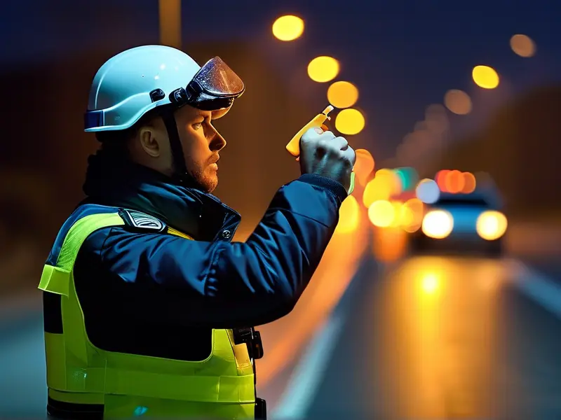 交警正在进行酒驾检查