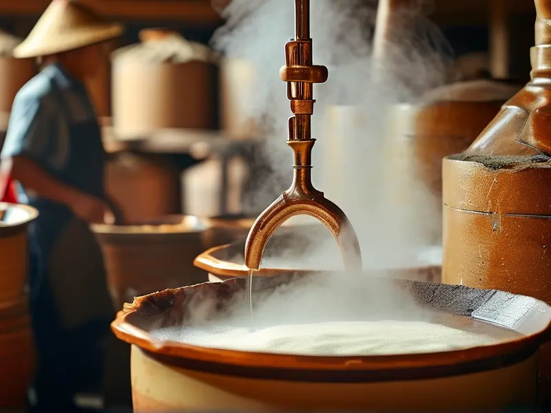 传统烤酒蒸馏工艺现场操作实景图