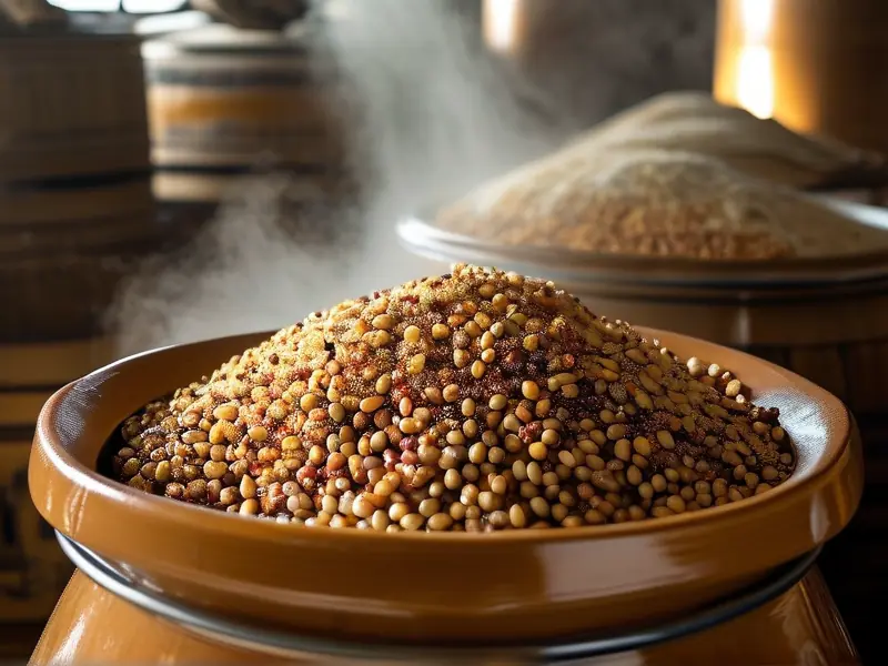 粮食酿酒原料发酵过程实拍图