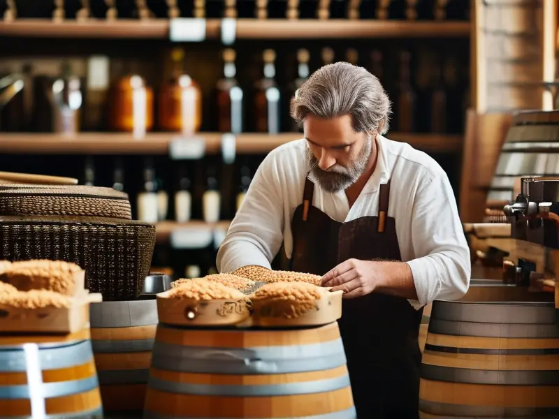 酿酒师检查发酵过程