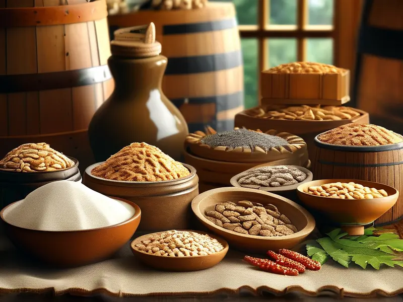 不同类型酿酒酒曲展示