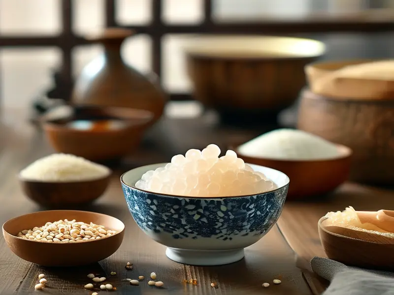 传统方法制作的糯米甜酒展示