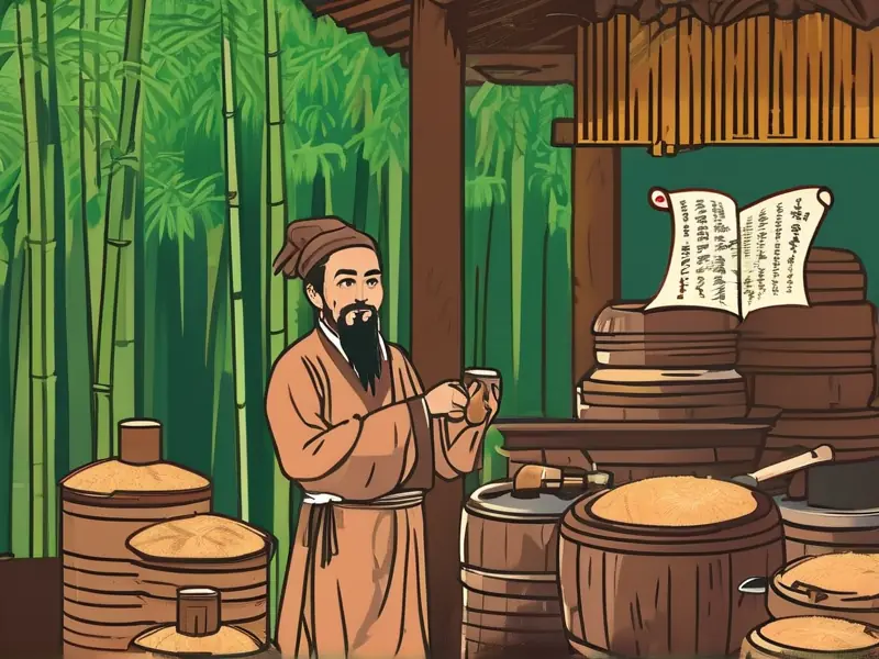 苏轼在庭院中酿酒的场景