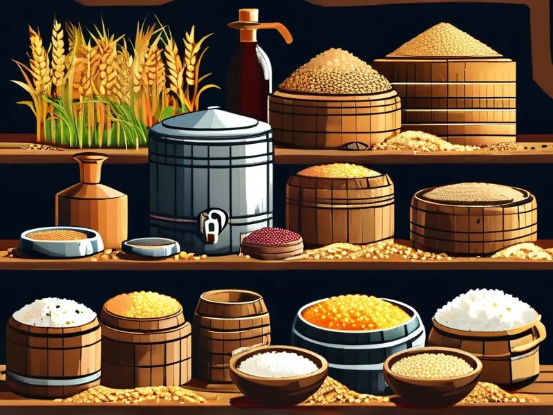 五谷酿酒原料及工具展示