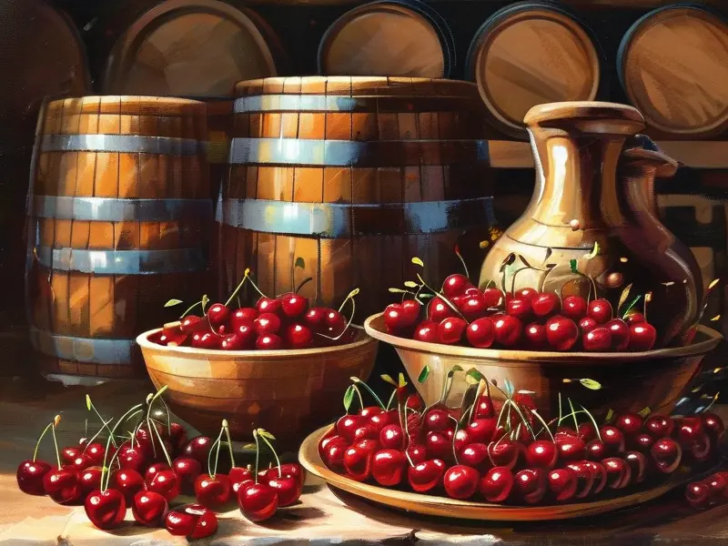 小樱桃酒酿制材料准备及器具展示