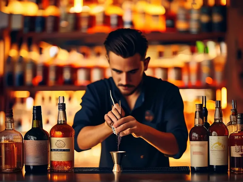 专业调酒师调制鸡尾酒