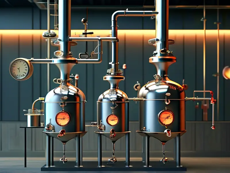 液态发酵白酒蒸馏设备工作示意图