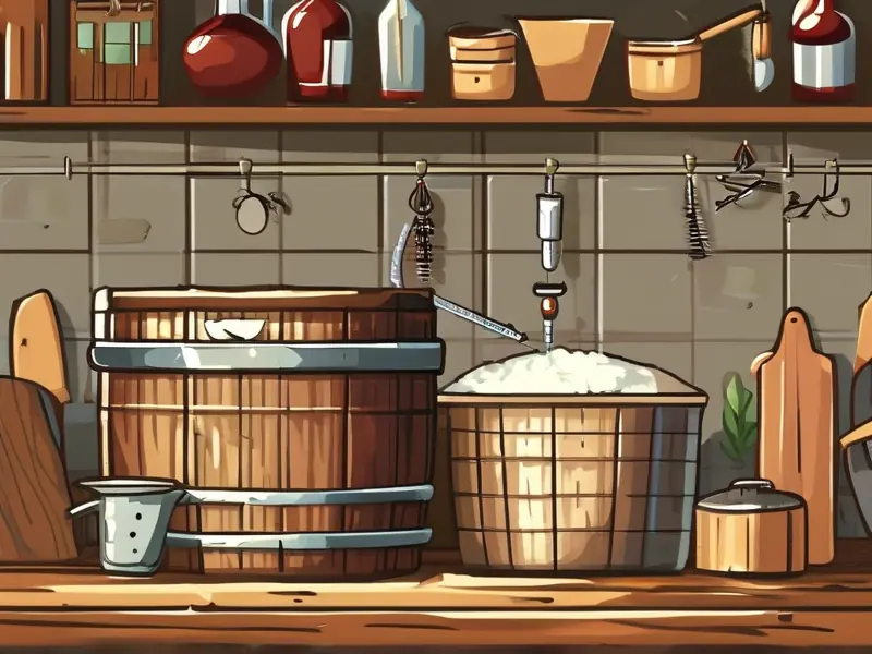 家庭酿酒工具与操作环境示意图