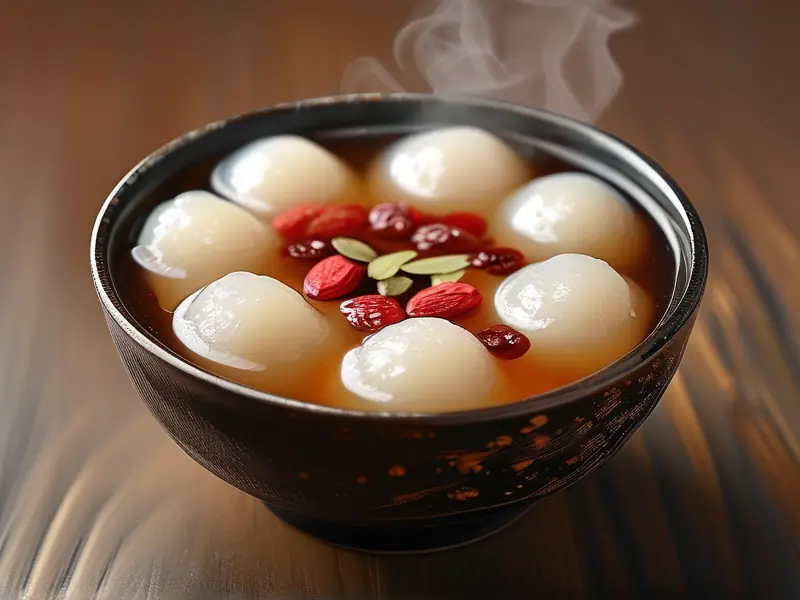 美味的酒酿圆子成品图