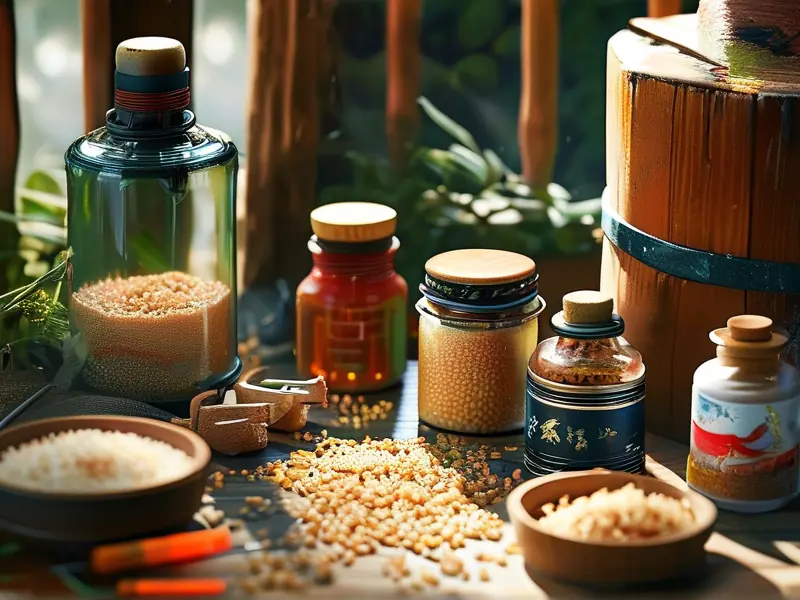 自制酒米窝料的过程展示