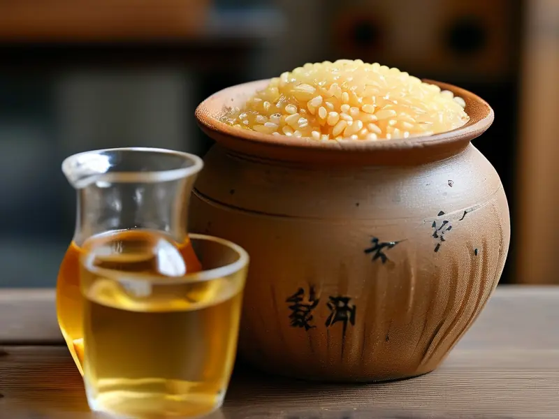 家庭自酿米酒发酵过程及成品展示