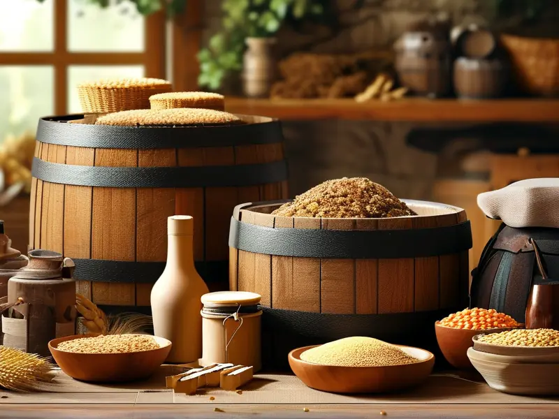 家庭酿酒工具与原料展示