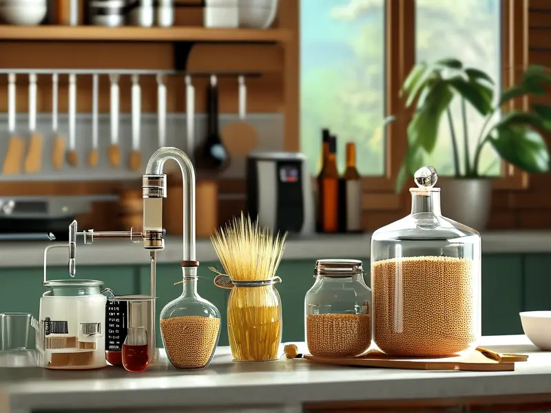 家庭自酿酒工具与原料摆放示意图