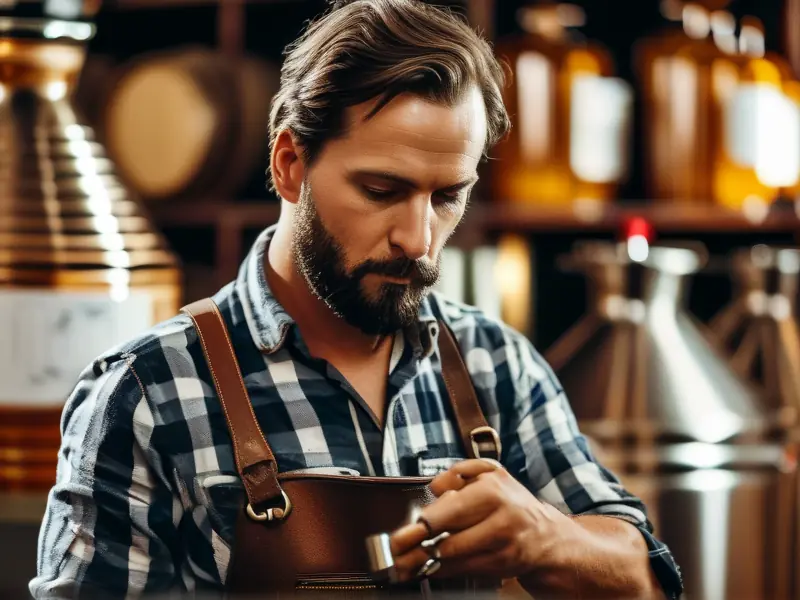 酿酒师检查散装白酒质量