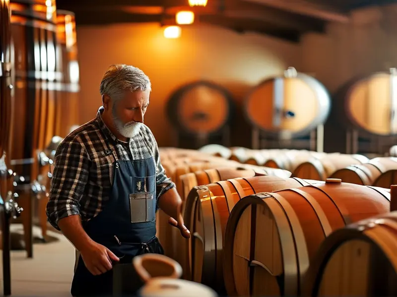 酿酒师检查散酒质量的传统工艺场景