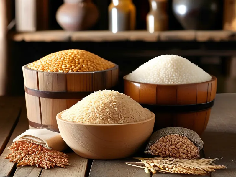 白酒酿造常用五种粮食原料展示图