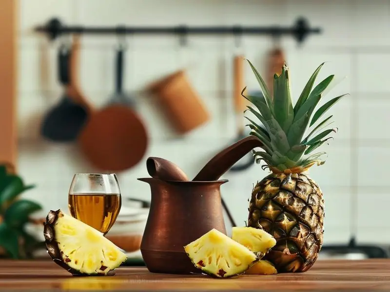 菠萝果酒制作原料与工具展示