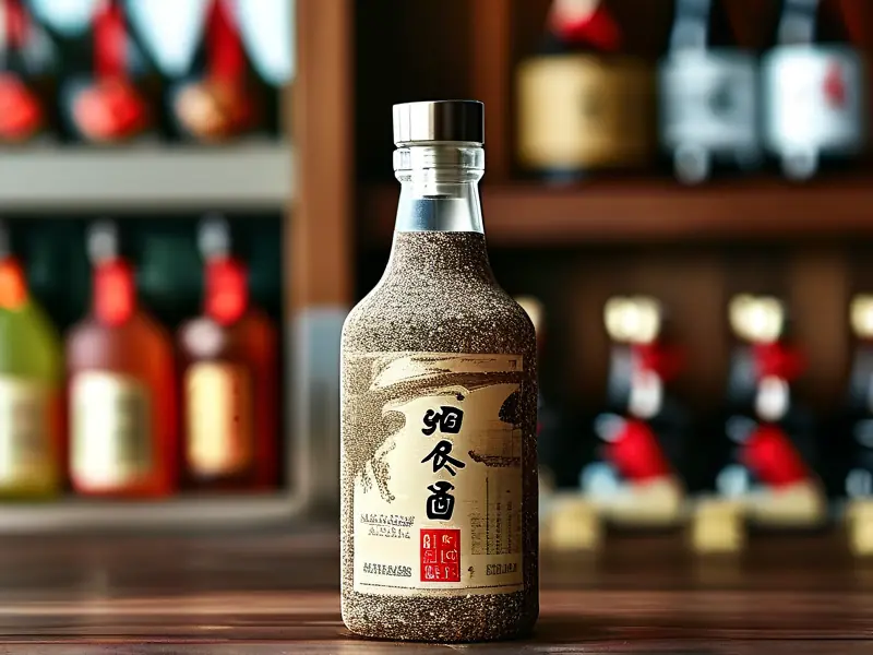 纯粮食酒瓶身标签展示配料表和执行标准