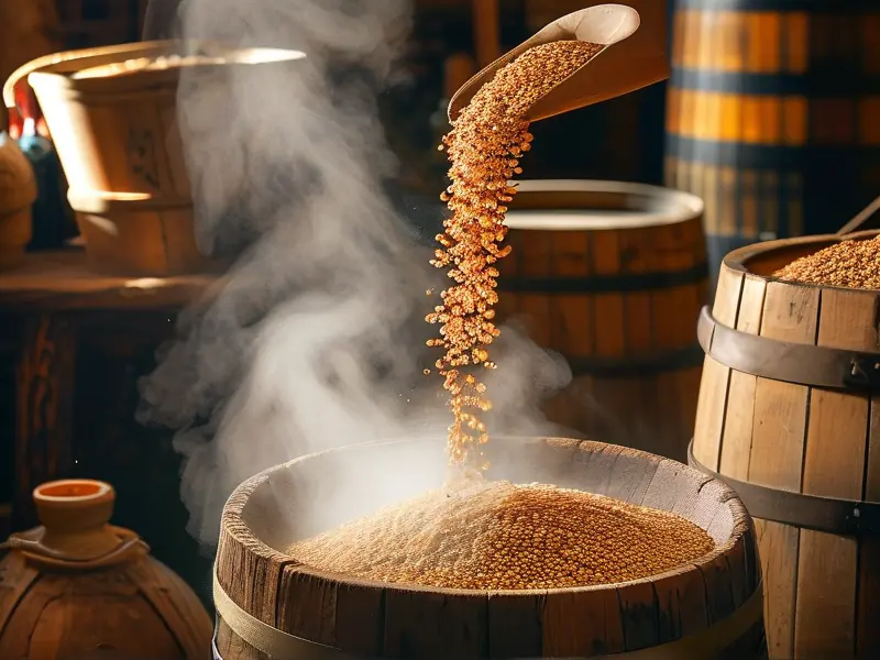 传统高粱酒酿造过程展示