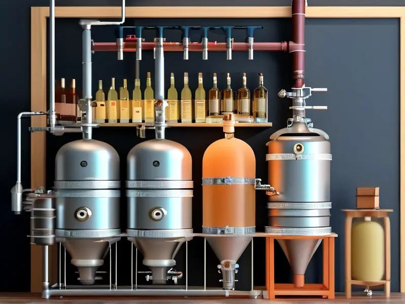 勾兑酒与酿造酒生产工艺流程对比示意图