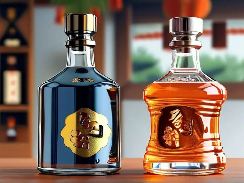 固态酿造酒与液态勾兑酒对比示意图