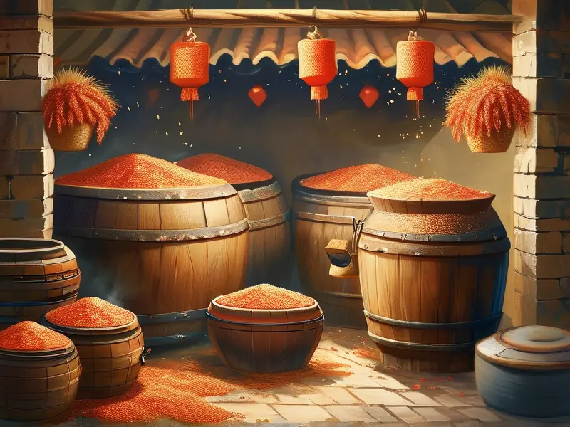 红高粱酿酒传统工艺展示图