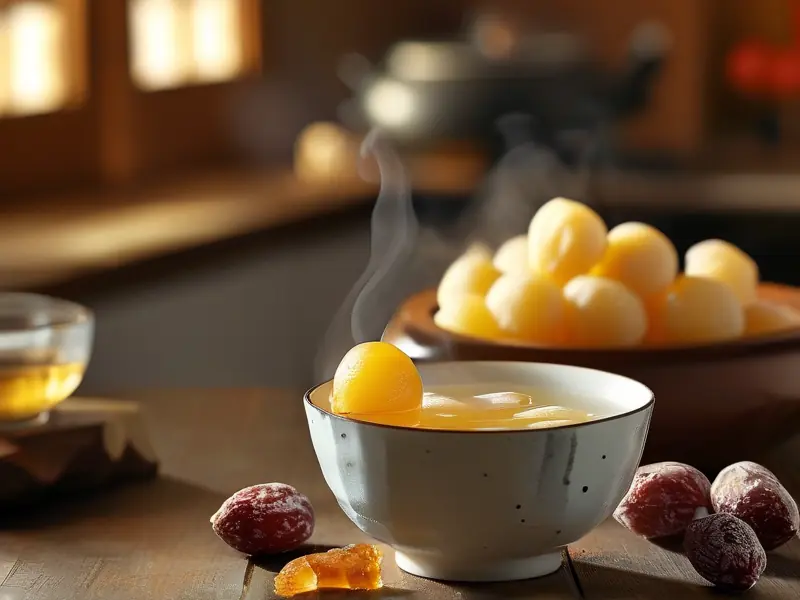 黄酒煮话梅成品展示及原材料