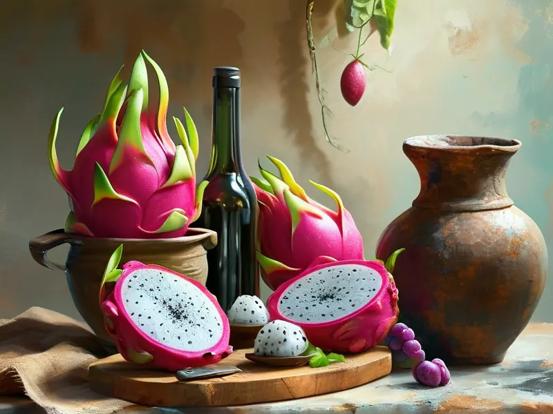 火龙果酿酒材料准备与器具展示