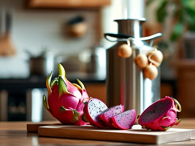 家庭自制火龙果酒原料与工具准备实拍图