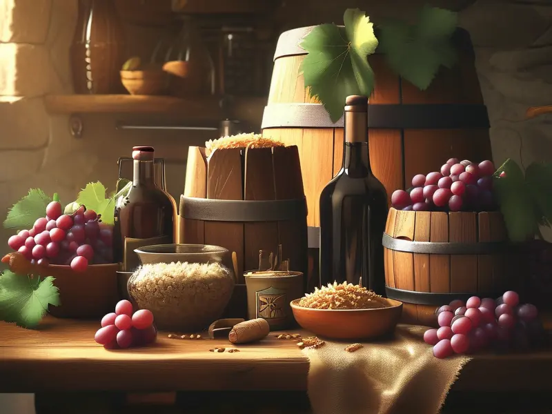 家庭酿酒工具与原料展示