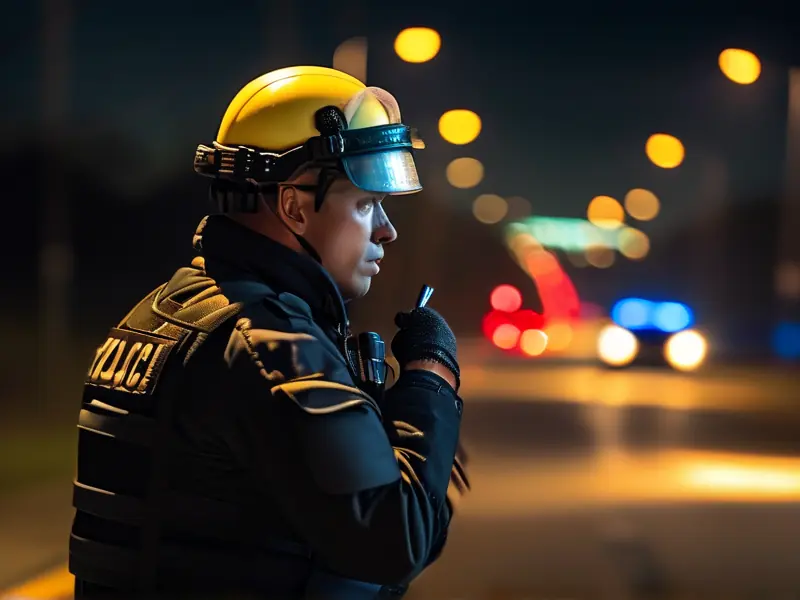 警察对酒驾司机进行酒精测试